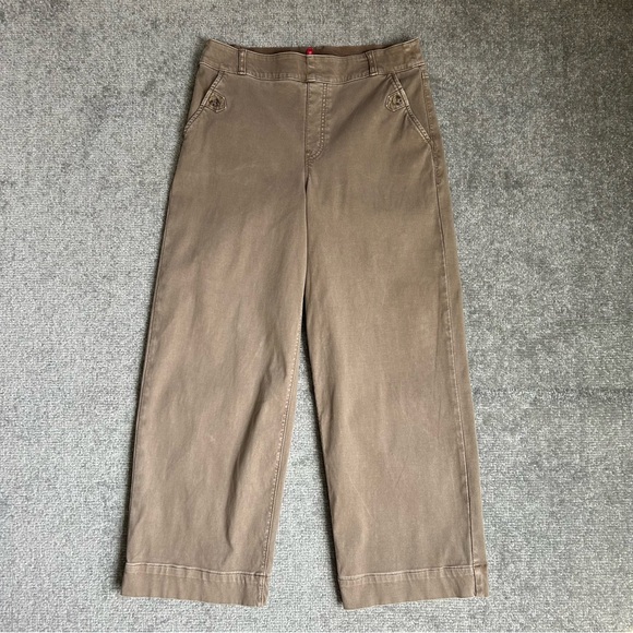 Spanx Stretch Twill Taupe Cropped Wide Leg Pants, Size L - Picture 6 of 15